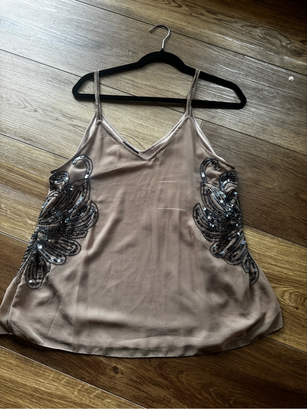 Angie Taupe Beaded V-Neck Camisole